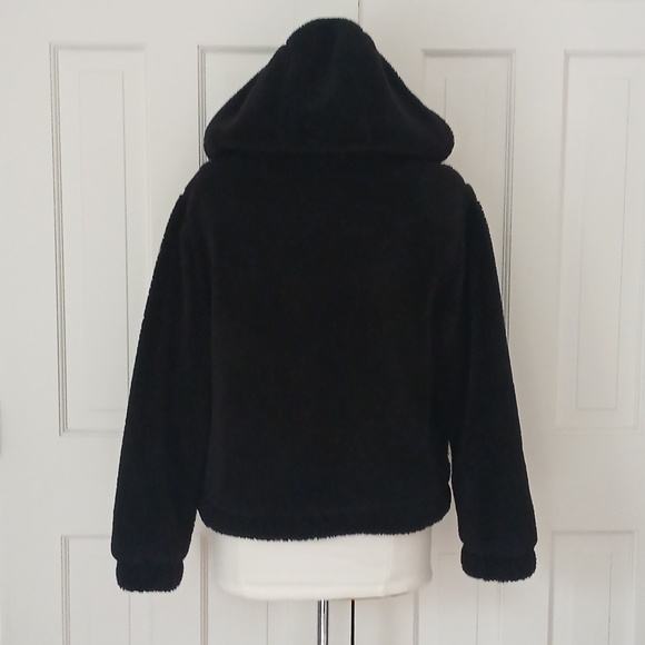 Carbon38 Full Zip Teddy Bomber Jacket Black - Picture 4 of 7